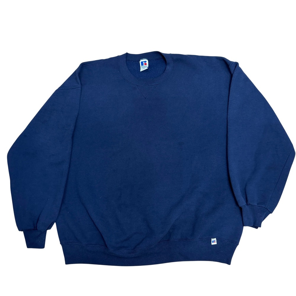 Vintage Russell Athletic Navy Blue Crewneck Sweatshirt Made in USA XXL 90s
